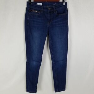 GAP 1969 Legging Jeans‎ Dark Wash Blue Denim Womens Size 27 Ankle Zipper Jegging